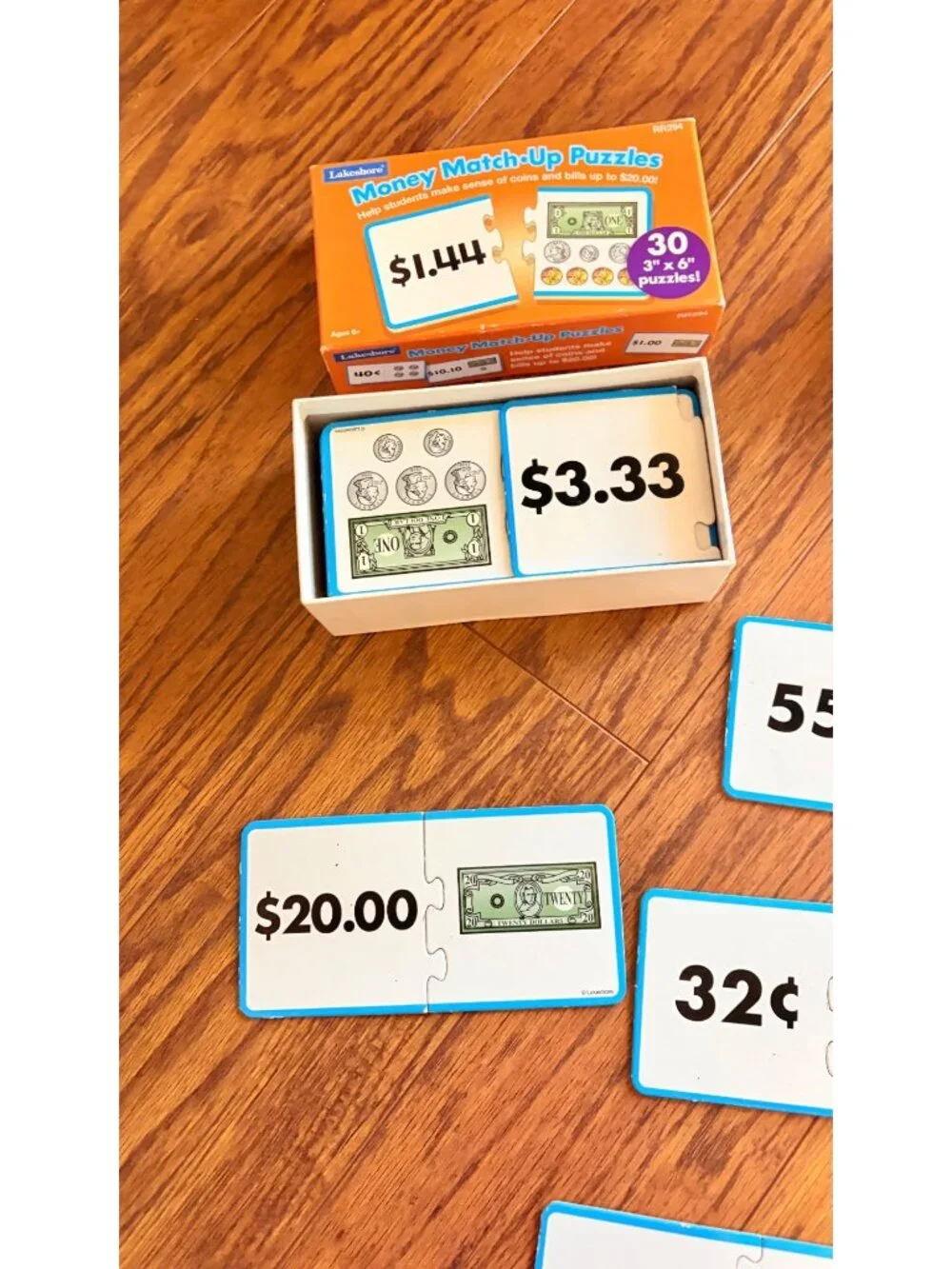 Money Match-Up Puzzles & Play Money Set For Kids Learning Financial Literacy